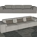 Modern Multiplayer Sofa Long Sofa Pillow Carpet 3d model