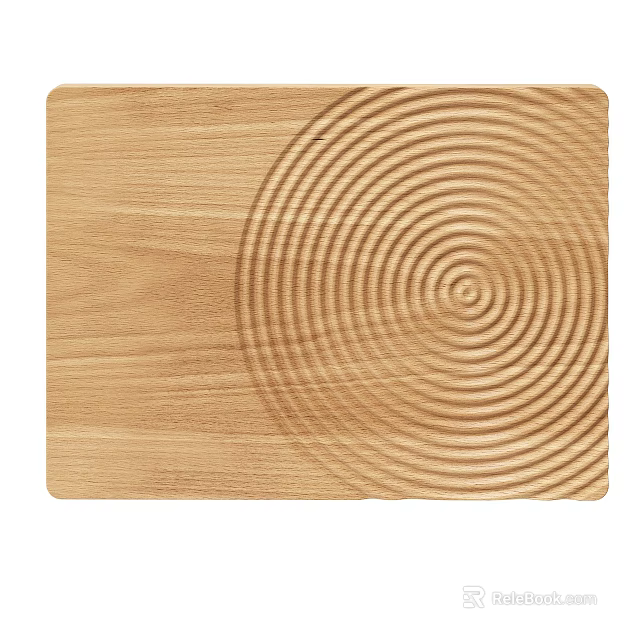 Wooden Board With Concentric Circles Pattern And Light Brown Natural Wood Grain 3d model 