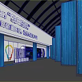 Urban Planning Exhibition Hall Featuring Elaborate Layout Innovative Experience Area Blue Pillars And Glass Roof
