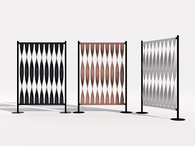 Modern Room Dividers With Geometric Patterns In Black Brown And Silver 3d model