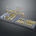 Elegant Household Items Displayed on Trays with Gold and Silver Accents