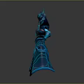 Fantasy Blue Armored Character With Mythical Creature Inspired Design Ornate Horns And Luminous Accents