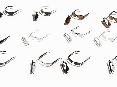 Jewelry Sunglasses Collection With Multiple Styles And Fashionable Designs 3d model