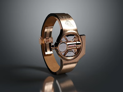 Elegant Golden Metal Bracelet Stylish Daily Life Accessory With Unique Design 3d model