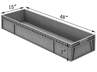 Gray Plastic Storage Container With 15 Inches 48 Inches 7 Inches Dimensions 3d model