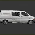 White Used Van With Broken Windshield And Worn Exterior Body Details 3d model