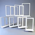 White Casement Windows With Various Designs And Open Positions For Home Use 3d model