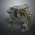 Game Movie Character Military Style Four Legged Armored Robot Metallic Green Mech Design