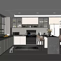 Modern Kitchen Interior Design With White Cabinets Island Counter And Appliances