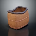 Brown Wicker Storage Basket With Padded Rim For Home Organization