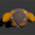 Futuristic Character In Orange And Black Tech Costume With Transparent Helmet