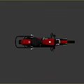 Red Motorcycle With Black Seat And Wheels On Gray Background Modern Design
