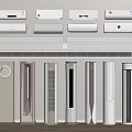 Modern Wall Mounted And Floor Standing Air Conditioners With Various Designs 3d model