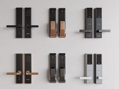 Smart Door Handles with Electronic Keypad Modern Design Various Colors for Home Security 3d model