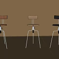 Modern Bar Stools With Metal Legs Wooden Seat And Black Back