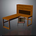 Kids Wooden L Shaped Desk With Bookshelf And Comfortable Chair Setup