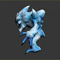 Fierce Blue Fantasy Game Movie Character With Icy Rock Textured Spikes And Sharp Claws