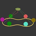 Modern Golden Curved Chandelier With Transparent Spherical Bulbs And Round Base