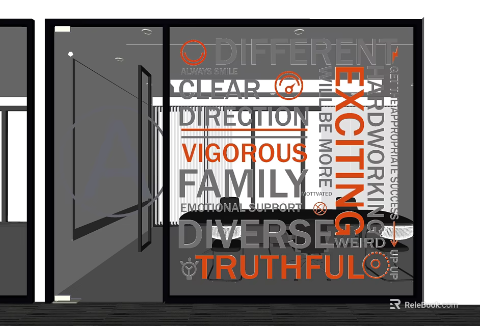 Creative Modern Wall Decor Featuring Colorful Typography And Inspiring Words 3d model