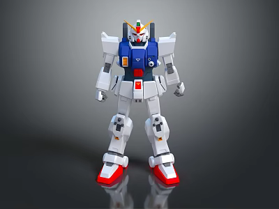 White Blue Red Armored Robot Mecha Character With Standing Pose Detailed Model Figure 3d model