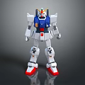 White Blue Red Armored Robot Mecha Character With Standing Pose Detailed Model Figure 3d model