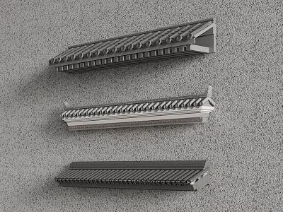 Three Decorative Metal Trim Strips With Textured Patterns And Different Finishes 3d model