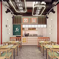 Marinated Dishes Restaurant Interior Design With Dining Tables Chairs Open Kitchen And Lighting