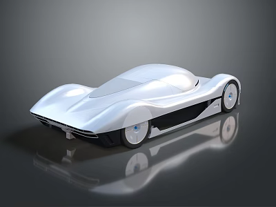 Sleek Silver Future Concept Car With Streamlined Aerodynamic Design And Smooth Body 3d model