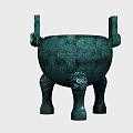 Traditional Chinese Ceramic Vessel with Three Legs and Carved Decorative Patterns