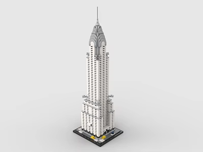 Detailed White Chrysler Building Scale Model Built with Building Blocks 3d model