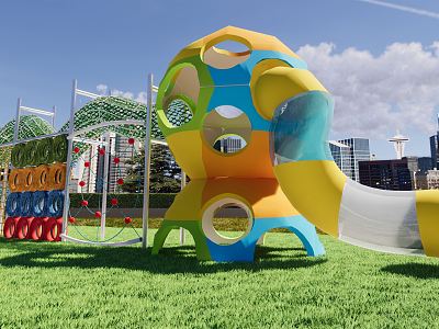 Modern play equipment Wooden children's equipment Children's play equipment model