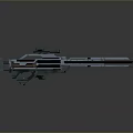 Futuristic Sci-Fi Gun With Metallic Design Shiny Barrel Scope Attachment On Reflective Surface Modern Aesthetic