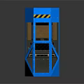 Blue Spacecraft Cockpit Module With Transparent Windows And Interior Structure