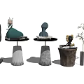 Modern Decorative Side Tables With Sculptures Vase And Unique Base Designs 3d model