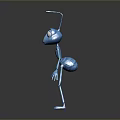Cute Blue Cartoon Ant Character With Big Eyes Long Legs And Antennae
