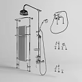 Stylish Modern Chrome Bathroom Faucet Set with Showerhead Radiator and Fittings