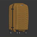 Modern Orange Suitcase With Wavy Surface Texture And Rolling Wheels Design