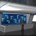 Person Interacting With Modern Smart Energy Data Display Console And Large Screen Charts