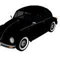 Classic Black Volkswagen Beetle Driving At Night With Motion Blur