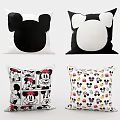 Mickey Mouse Decorative Pillows with Cute Cartoon Patterns in Black White and Colorful Designs