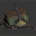 Vibrant Iridescent Beetle With Horned Exoskeleton And Colorful Shell Details Isolated On Dark Background