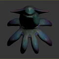 Colorful Squid with Iridescent Tentacles and Blue Green Pink Purple Body in 3D Rendered Design