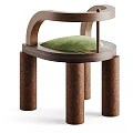 Modern Single Chair With Wooden Frame Green Cushion And Cylindrical Legs Design