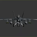 Military Fighter Jet With Blue White Camouflage Paint And Weapons Under Wings