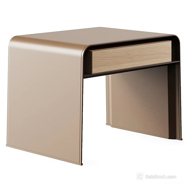 Modern Brown Bedside Table With Sleek Design And Wooden Drawer Panel 3d model 