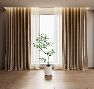 milk brown Curtain Gauze Curtain Cloth Curtain Shangri-La Curtain Dream Curtain Venetian Curtain 3d model