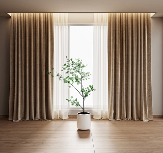 milk brown Curtain Gauze Curtain Cloth Curtain Shangri-La Curtain Dream Curtain Venetian Curtain 3d model