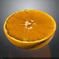 Fresh Half Sliced Orange With Juicy Vibrant Flesh On Dark Background
