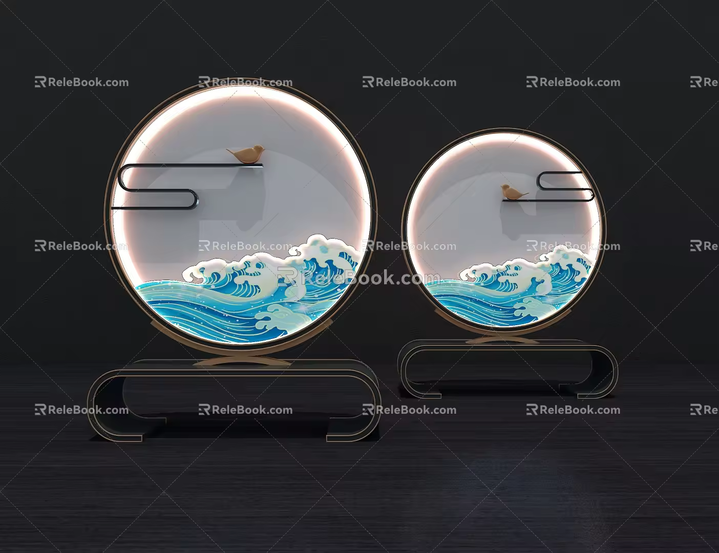 New Chinese Table Lamp Round Table Lamp Hotel Table Lamp 3d model