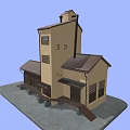 Traditional Style Multi Level Building With Tile Roof Windows And Tower Structure